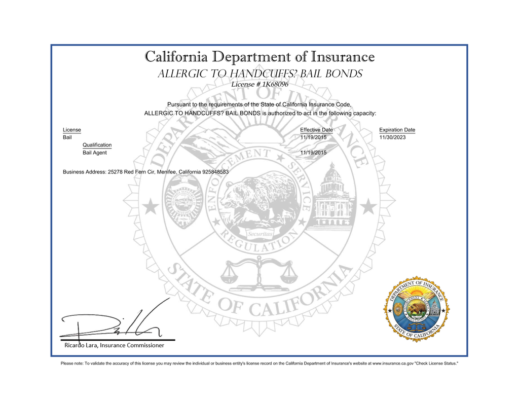 How do I check to see if a bail bondsman is licensed in the state of California?